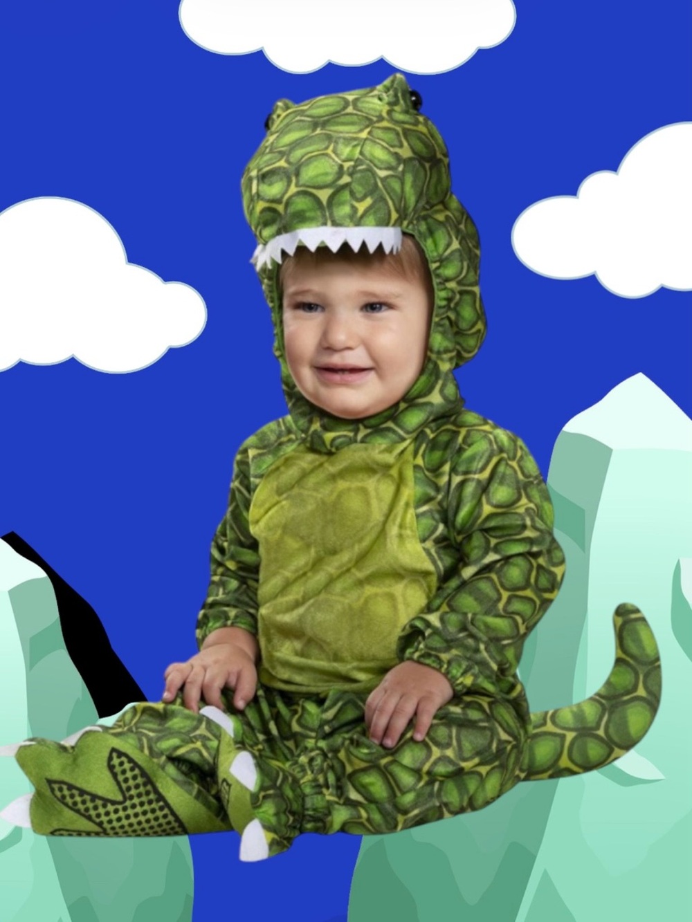 Halloween Toddler Green T-Rex Dinosaur Hooded Costume